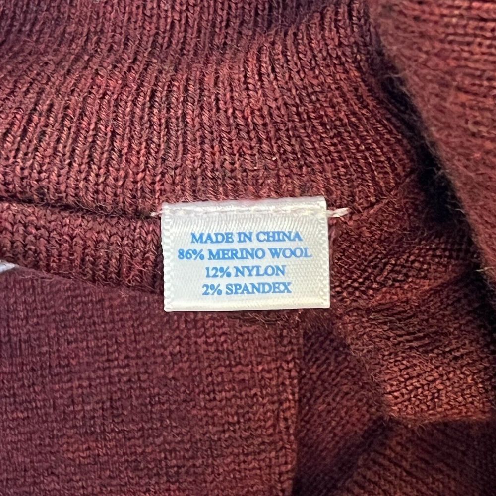 Mens Southern Tide‎ Burgundy 1/4 Zip Merino Wool Pullover Sweater Size Large EUC - Picture 4 of 4